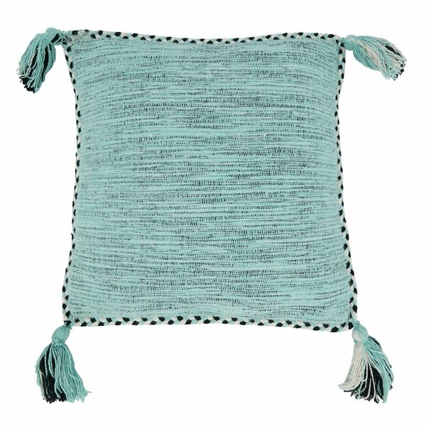 Saro 18 in. Braided Border Tassel Square Throw Pillow with Poly Filling 2032.MN18SP